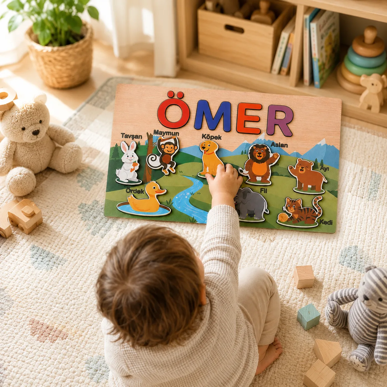 İsme Özel Eğitici Ahşap Puzzle – Hayvanlar ürün fotoğrafı 1