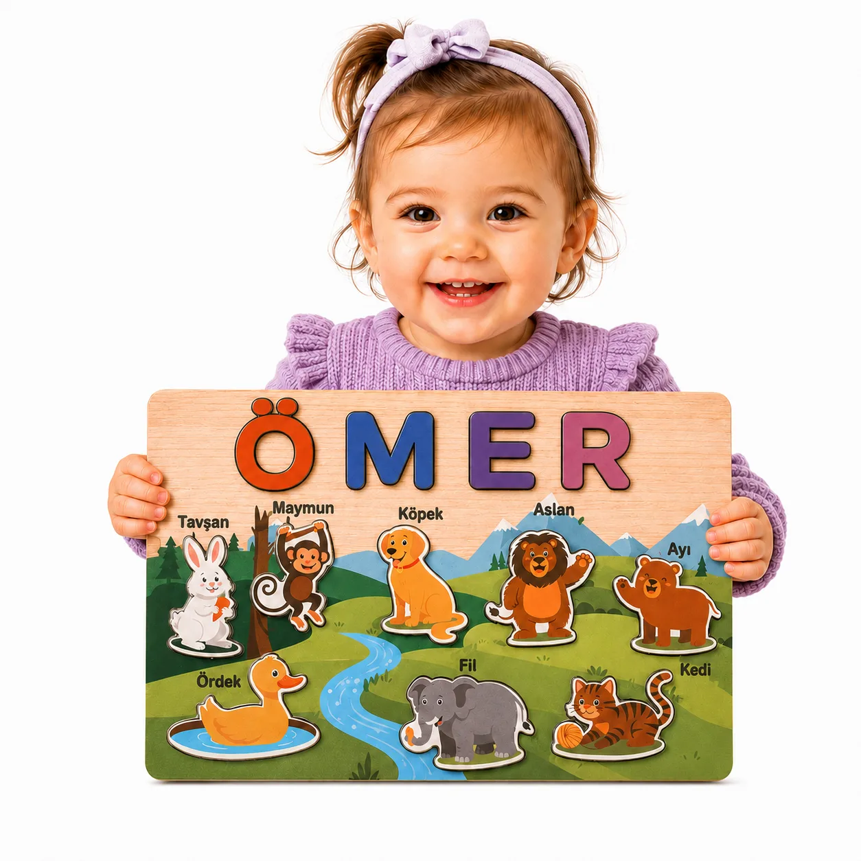 İsme Özel Eğitici Ahşap Puzzle – Hayvanlar ürün fotoğrafı 4