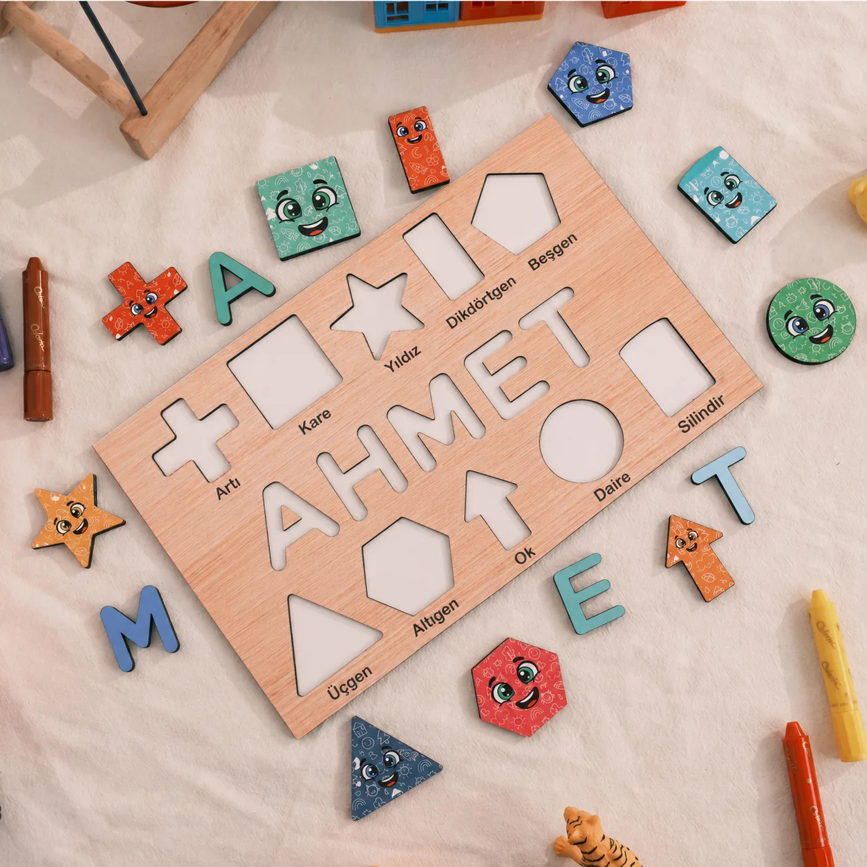 İsme Özel Eğitici Ahşap Puzzle – Şekiller ürün fotoğrafı 2