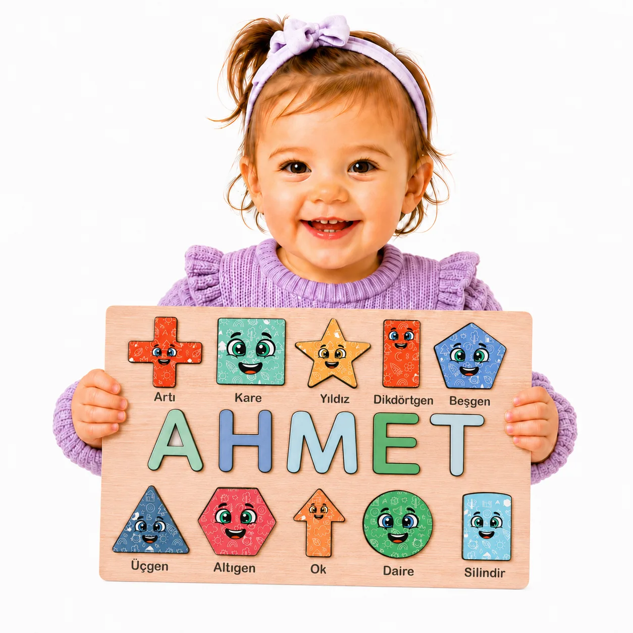 İsme Özel Eğitici Ahşap Puzzle – Şekiller ürün fotoğrafı 3